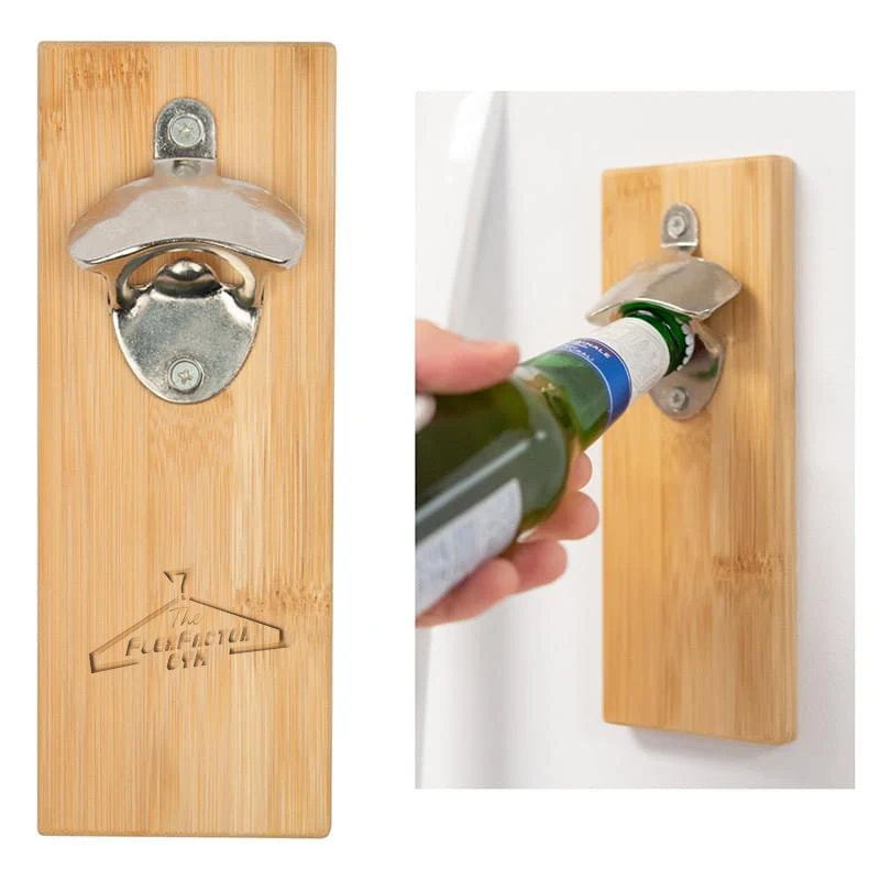 Bamboo Wall Mounted Bottle Opener 1
