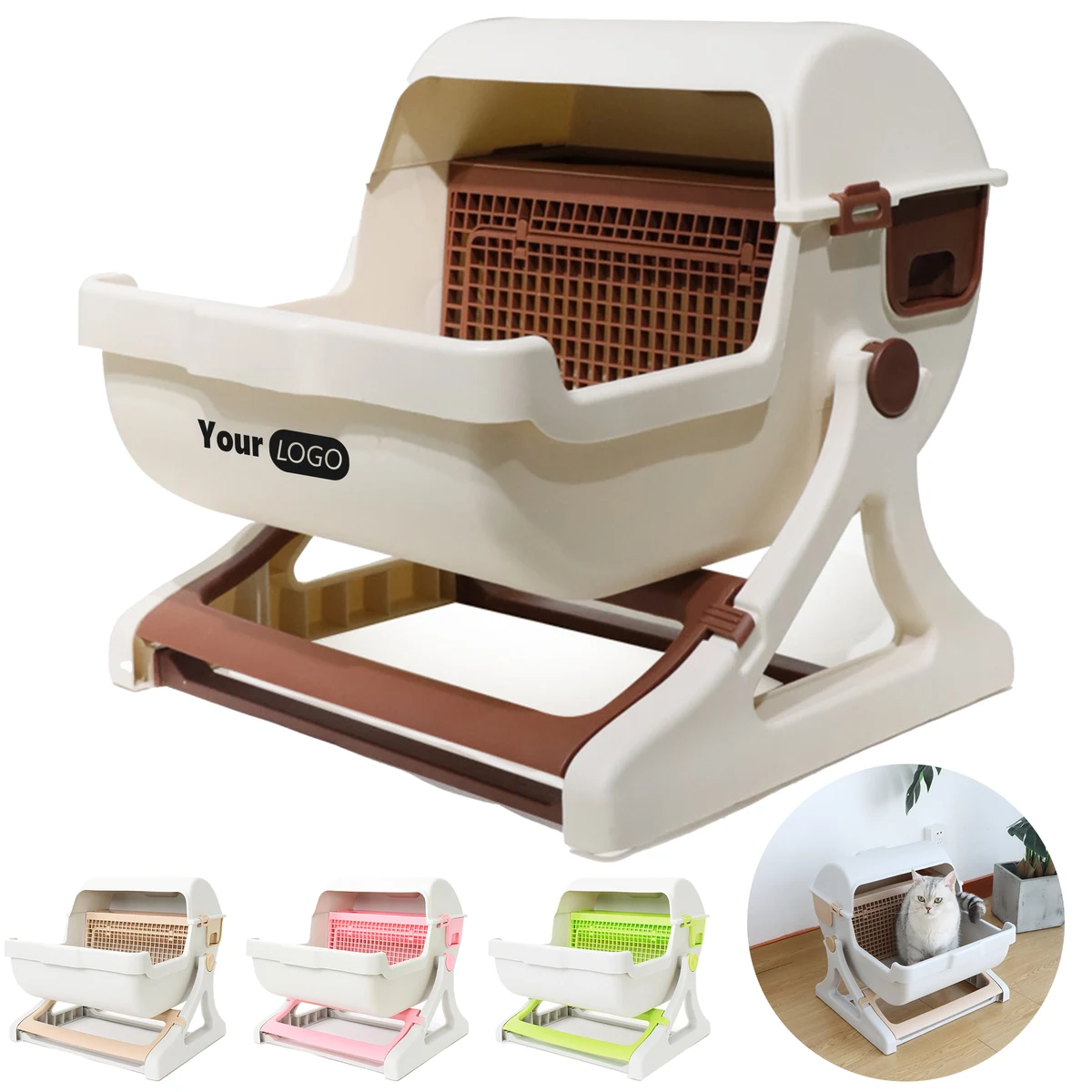 Polypropylene Large Semi-Automatic Cat Litter Box 1