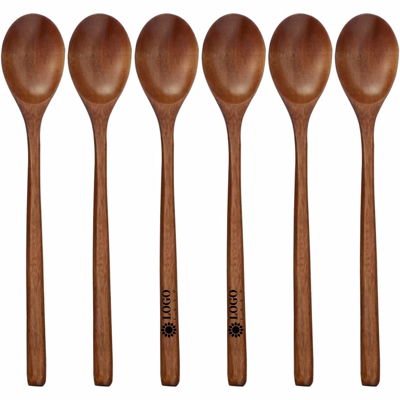 Long Handle Wood Soup Spoons For Eating Mixing Stirring