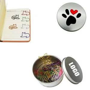 Cat Shaped Paper Clips with Tin Box 1