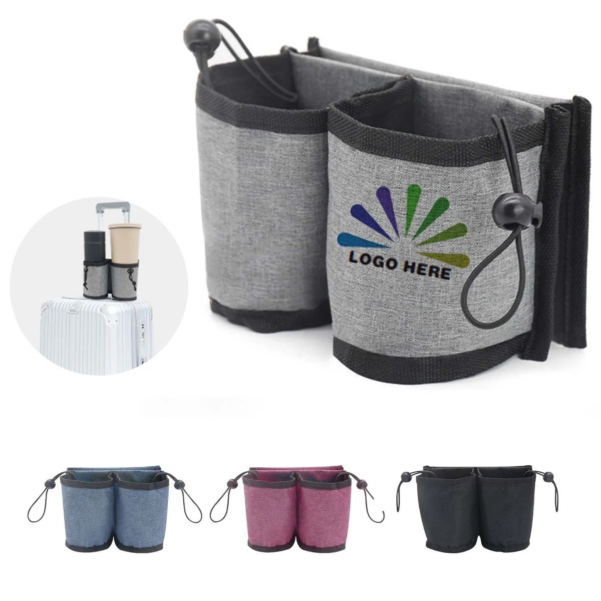 Dual-Pocket Travel Luggage Cup Holder Sleeve 1