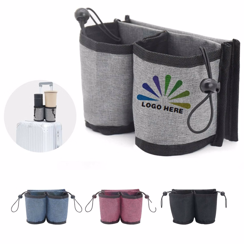 Dual-Pocket Travel Luggage Cup Holder Sleeve