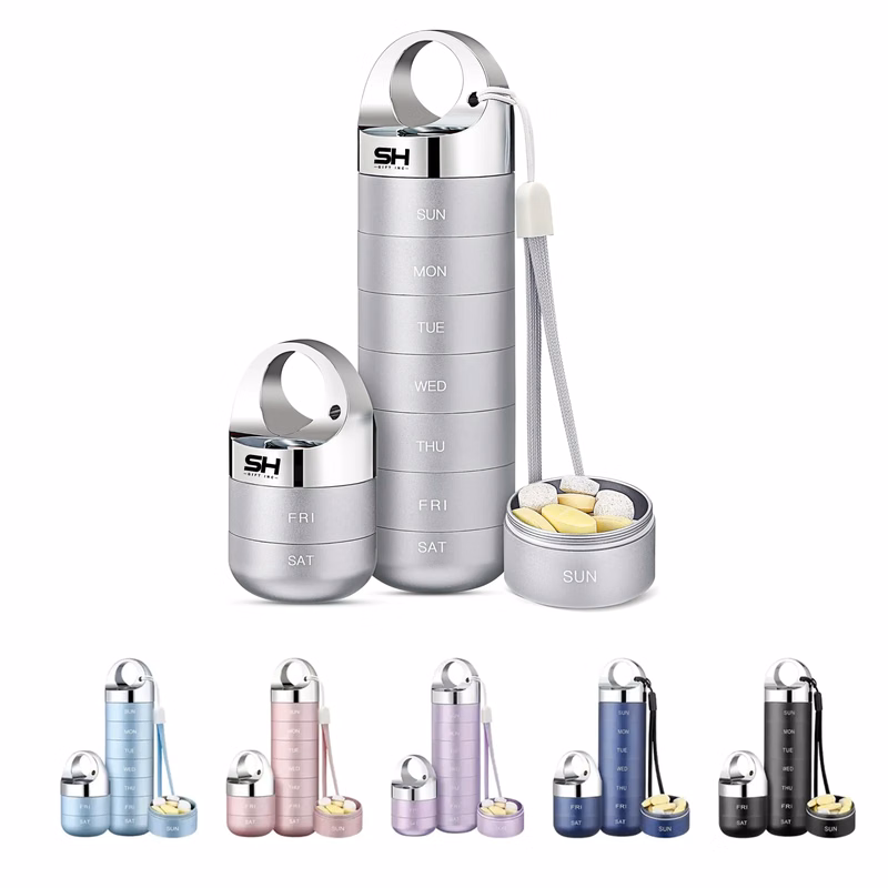 7 Day Aluminum Alloy Pill Box Waterproof Portable Case
