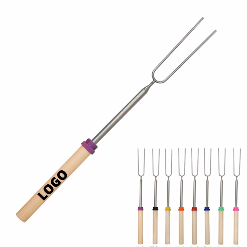 Wood Handle Telescoping Bbq Toasting Fork