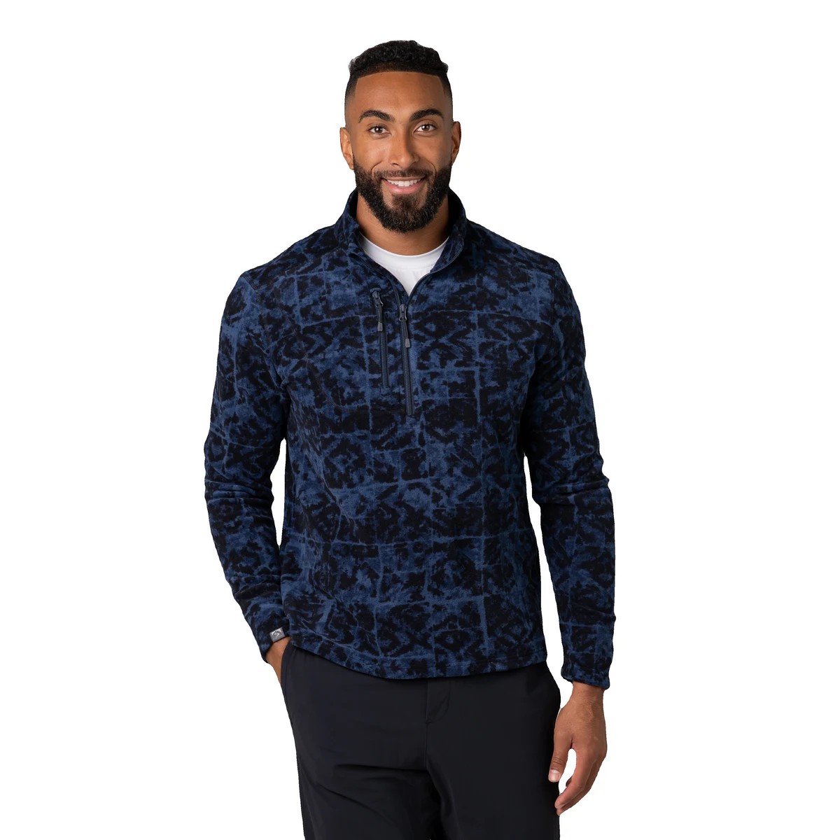 Storm Creek Men's Fireside Fleece Printed Microfleece Quarter Zip 1