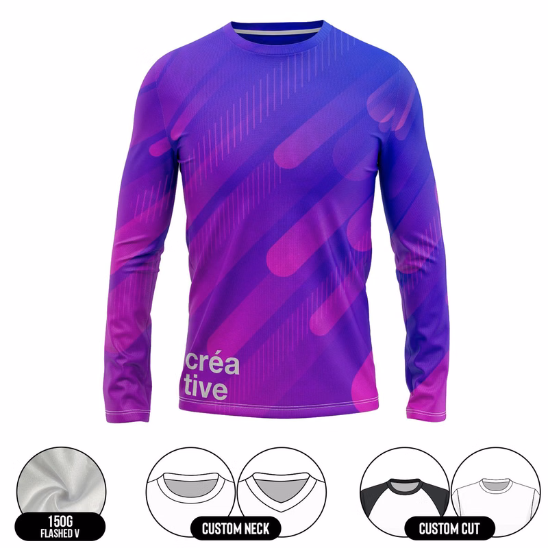 Women's Full Sublimation Long Sleeve T-Shirt - 150G Performance Flashed V