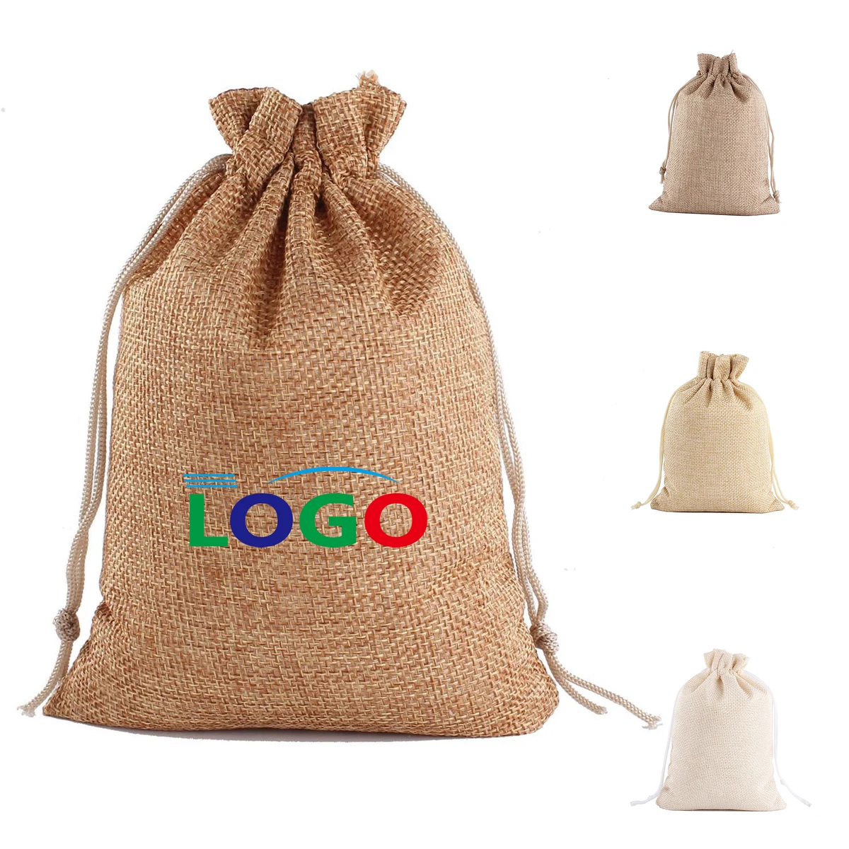 Rustic Burlap Drawstring Gift Bag 1