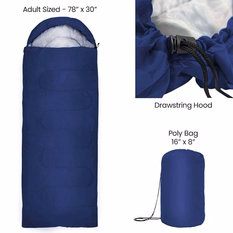America's Suppliers Sleeping Bags - Navy 32 Temperature Rating - 78" x 30"