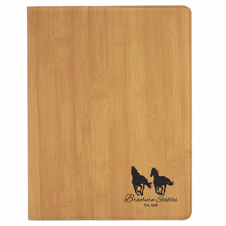 9 1/2" x 12" Bamboo Leatherette Portfolio with Notepad