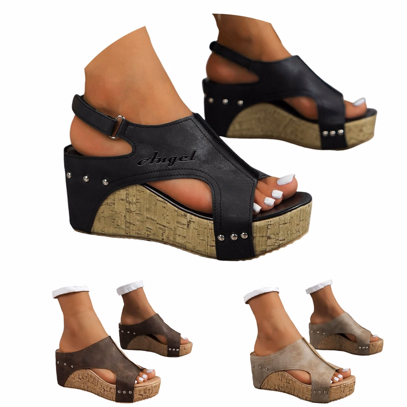 Womens Solid Hue Platform Sandals