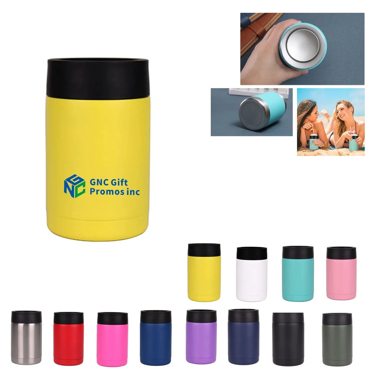 Cooler with Bottle Opener 12oz, custom koozie with logo imprint 1