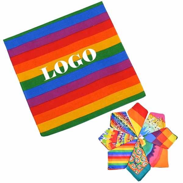 Custom 21 Inch Square Cotton Bandana with Full Color Print — Multi Use Giveaway