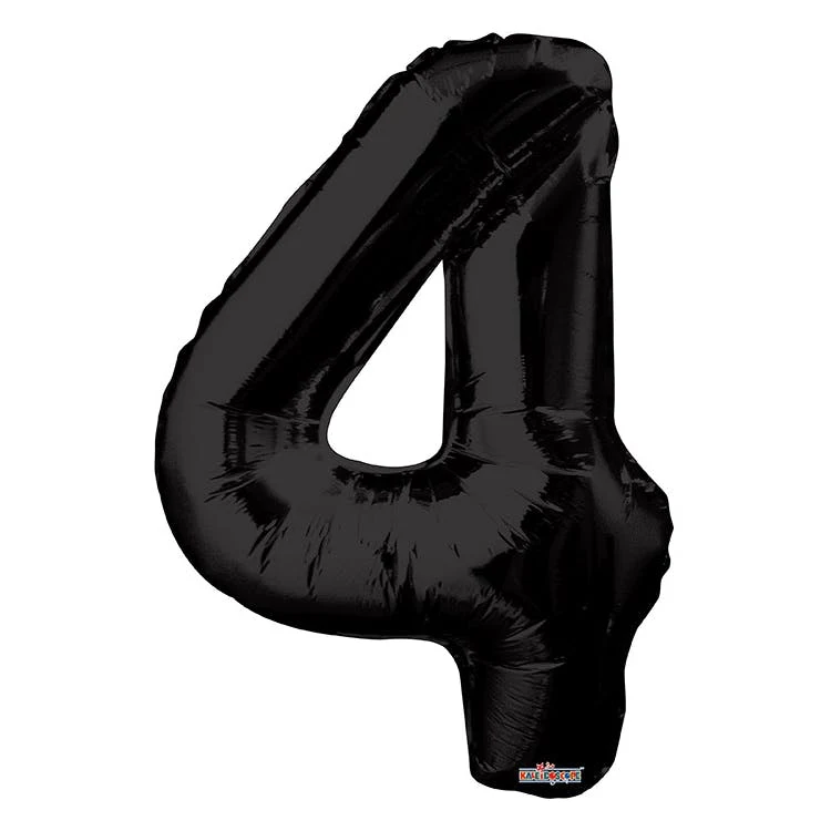 Mylar Number 4 Balloons - Black 34" 1