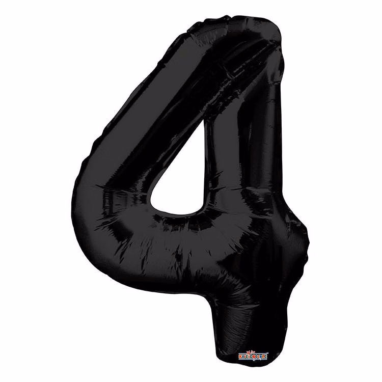 Mylar Number 4 Balloons - Black 34"