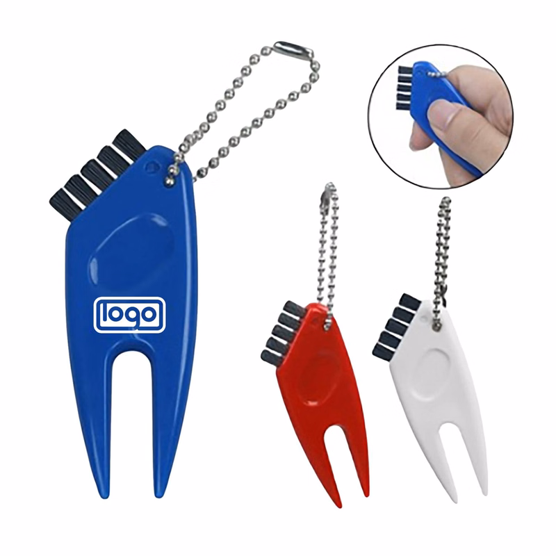 Plastic Golf Divot Tool Brush Keychain