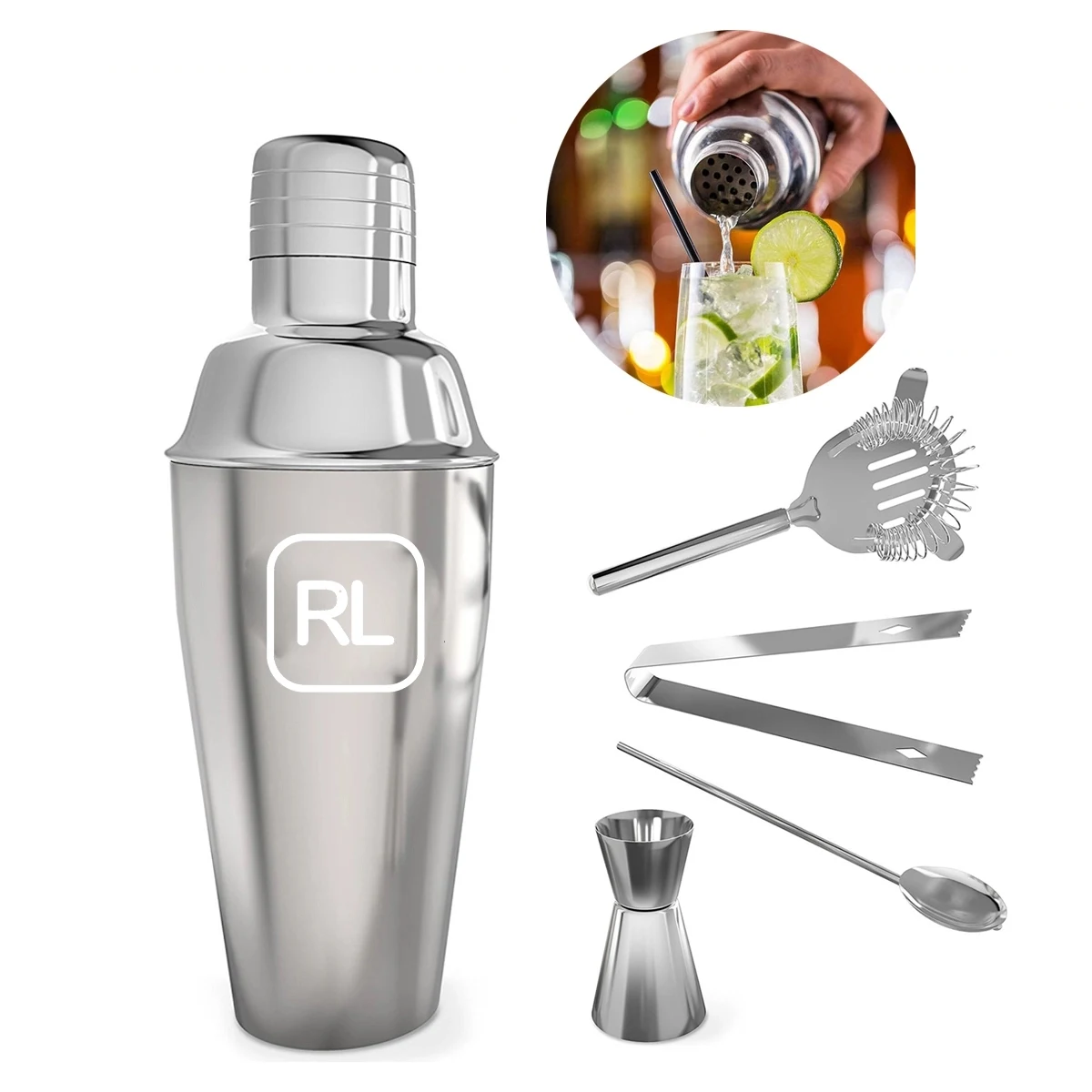 Stainless Steel Cocktail Shaker Set -25 Oz 1