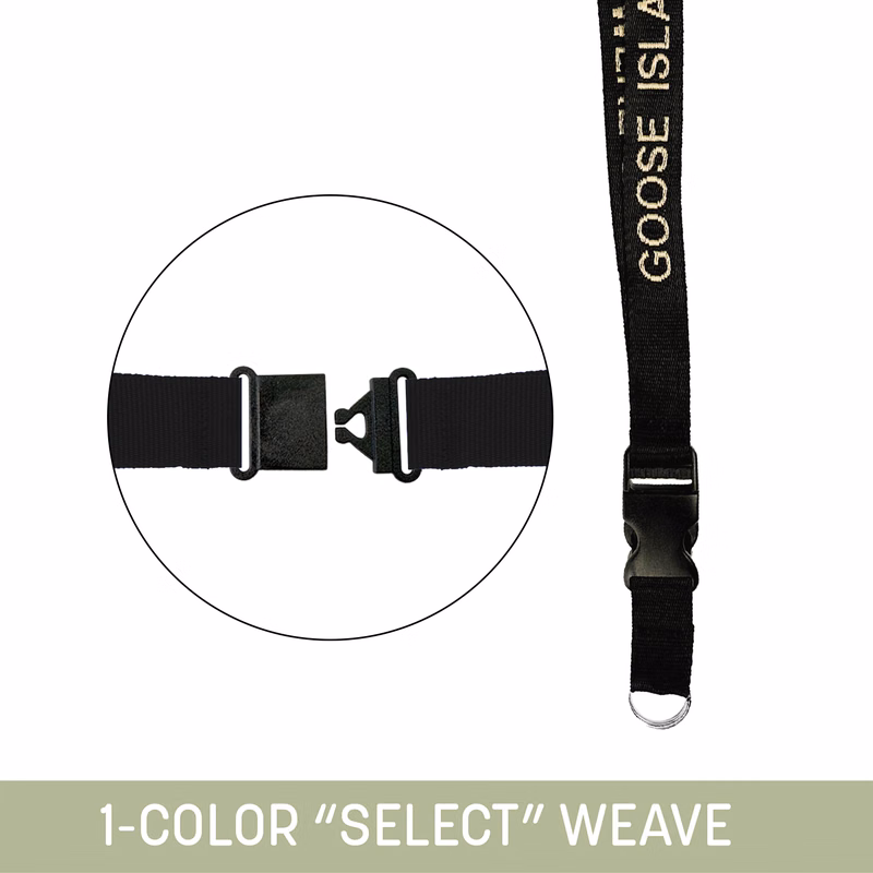1" Woven Detachable Lanyard w/ Split Ring & Back Breakaway - "Select" Weave