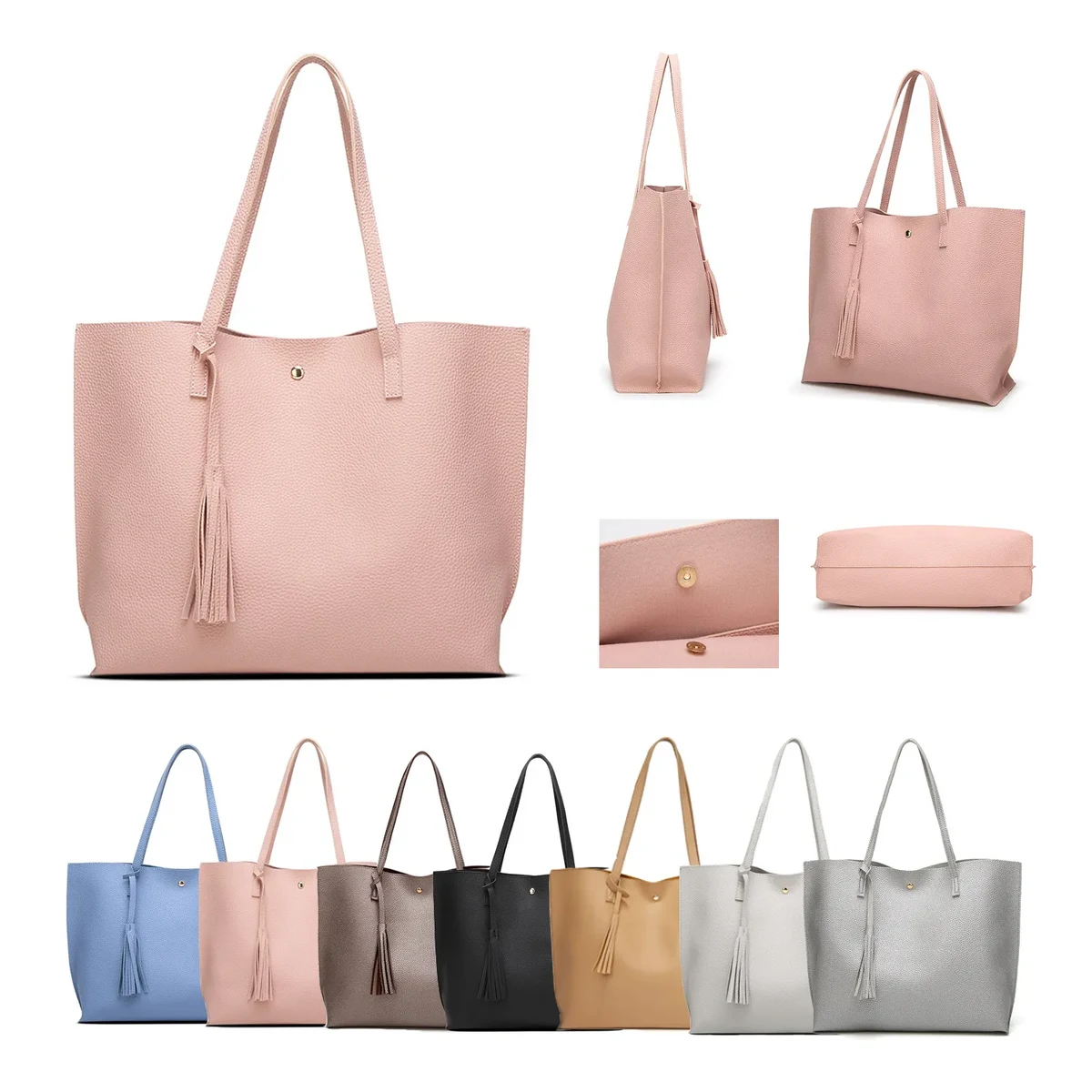 Soft Faux Leather Tote Shoulder Bag 1