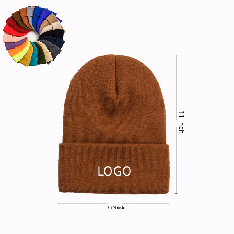Full Color Pom Knitted Hat Acrylic Cap