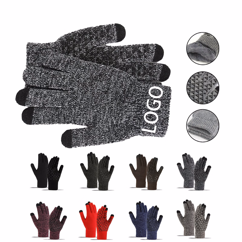 Non Slip Touch Screen Warm Knit Gloves MOQ 20
