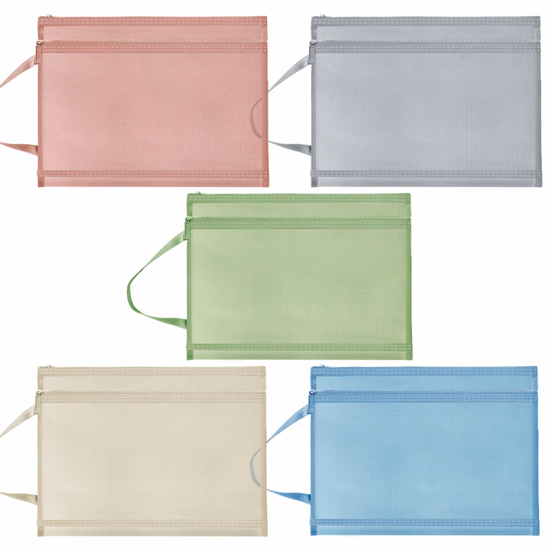 Mesh Zipper Pouch Document Bag