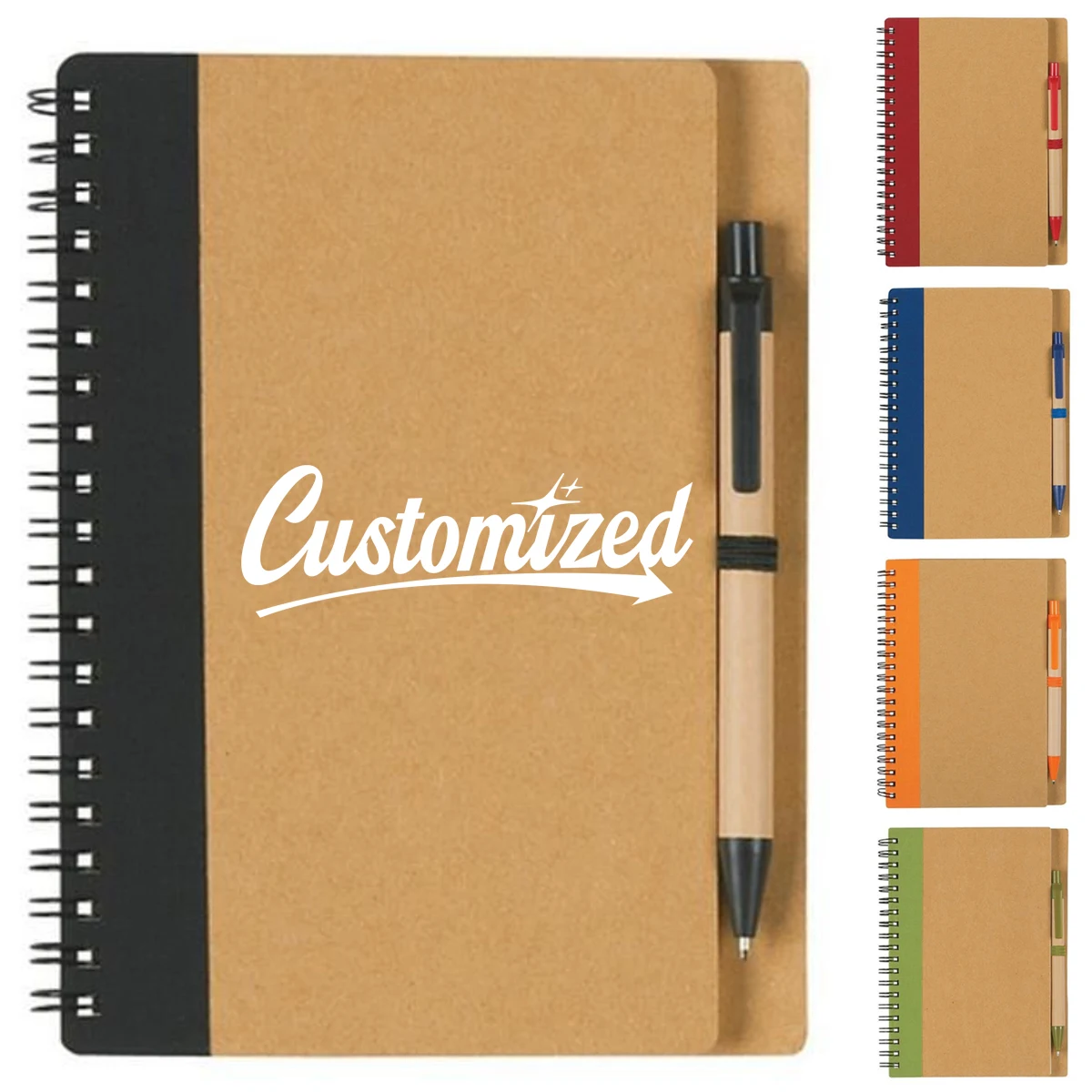 Recycled Spiral Notebook and Pen Set with Custom Logo 1