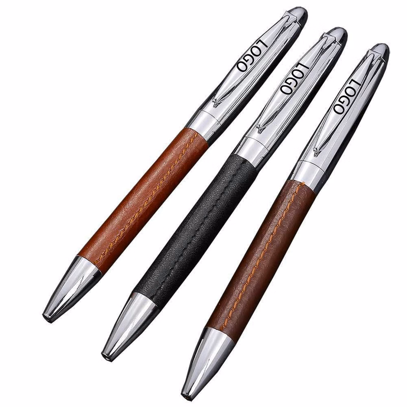 Metal Ball Pen with Leather Cover