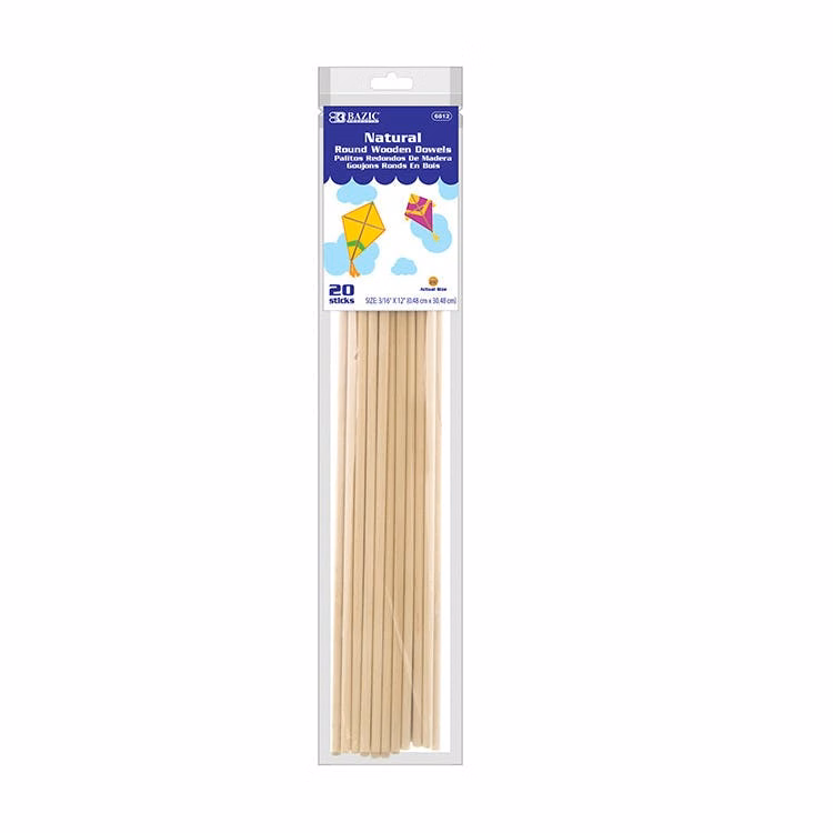 Round Wooden Dowels - 20 Pack 0.1875" x 12"