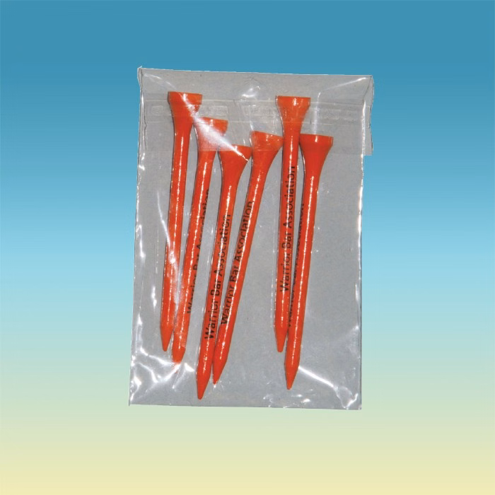 "Crystal Clear" Golf Tee Poly Bag Pack w/ Six 3 1/4" Tees