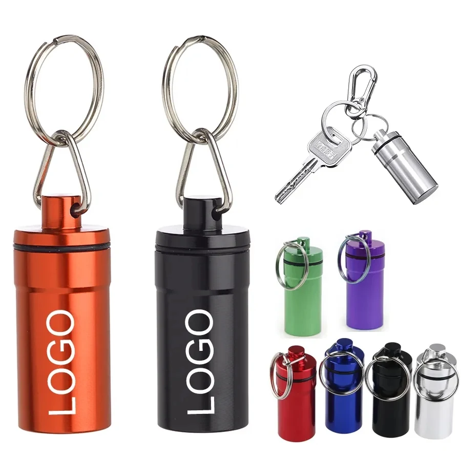 Metallic Aluminum Pill Bottle Keychains 1
