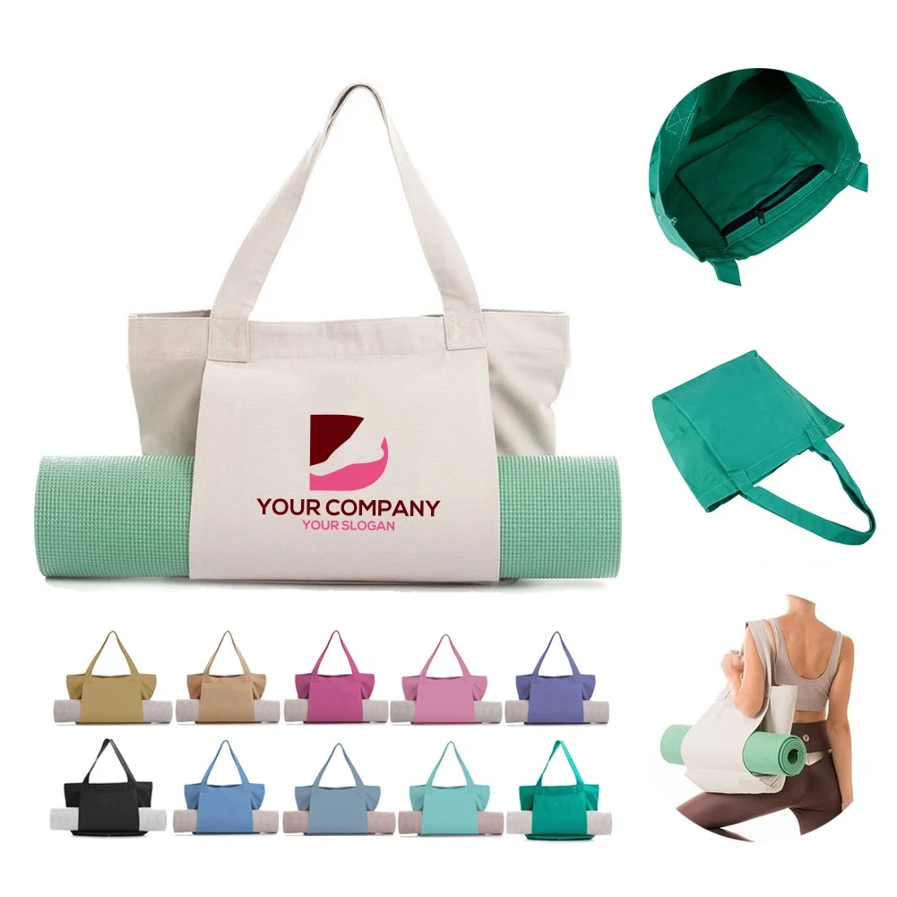 Spacious Adjustable Strap Durable Canvas Yoga Mat Tote Bag 1