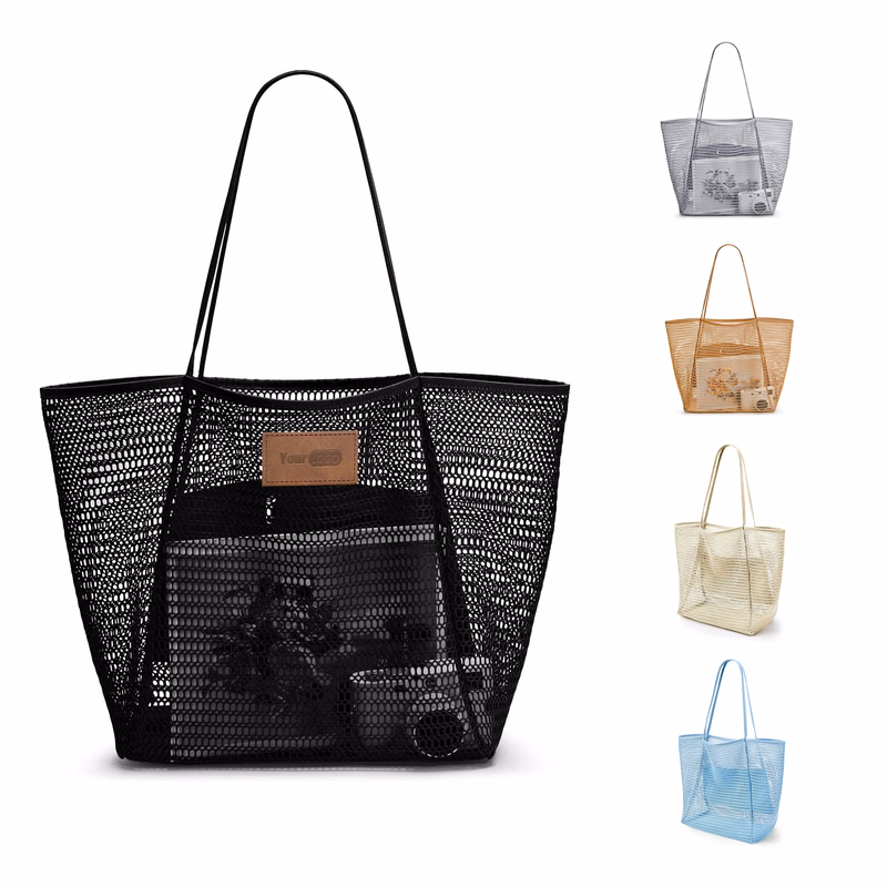 Polyester Casual Beach Mesh Tote Bag