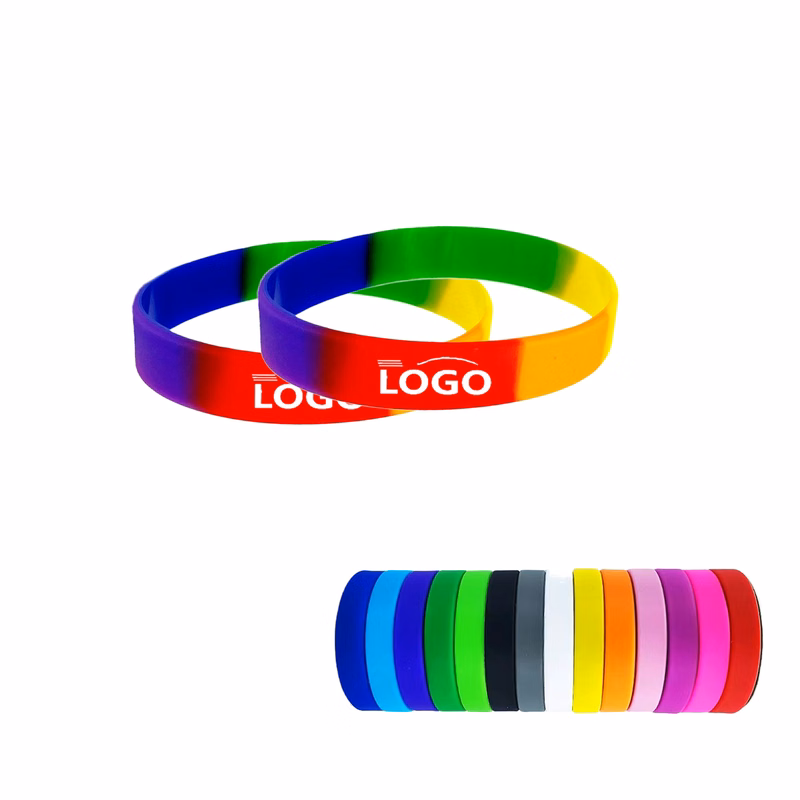 MOQ100 Rainbow Silicone Wristbands for LGBTQ Support