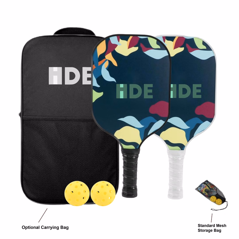 Custom Full Color Fiberglass Pickleball Set with Optional Carrying Bag