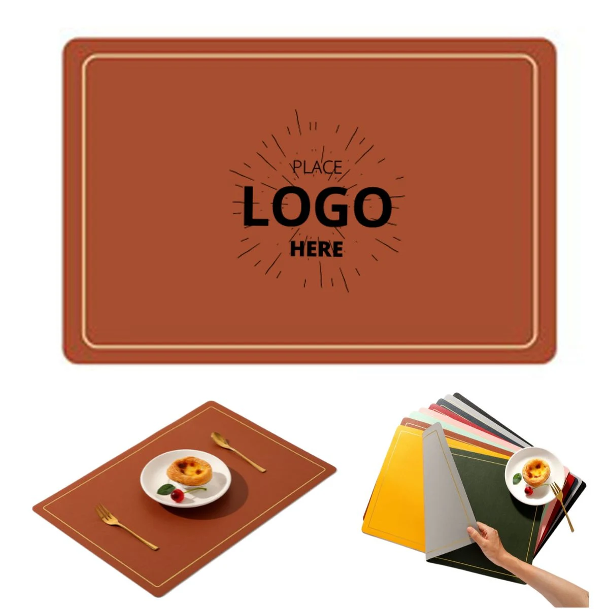 Square Leather Solid Color Table Placemat 1