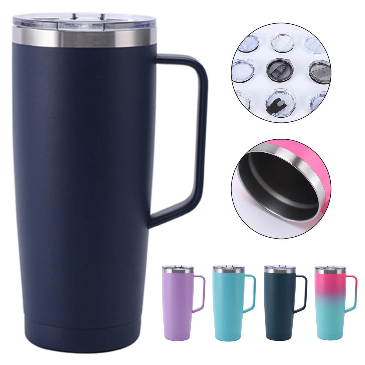 24oz Insulated Travel Coffee Mug with Handle 1