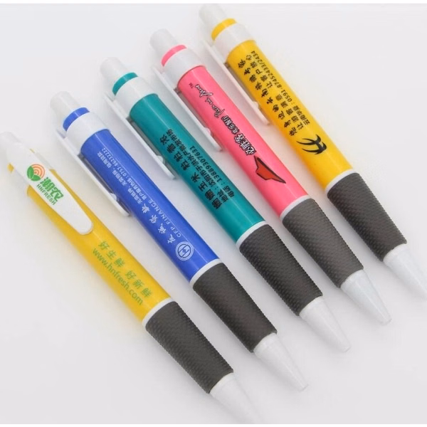 Classic plastic ballpoint pen with silicone grip