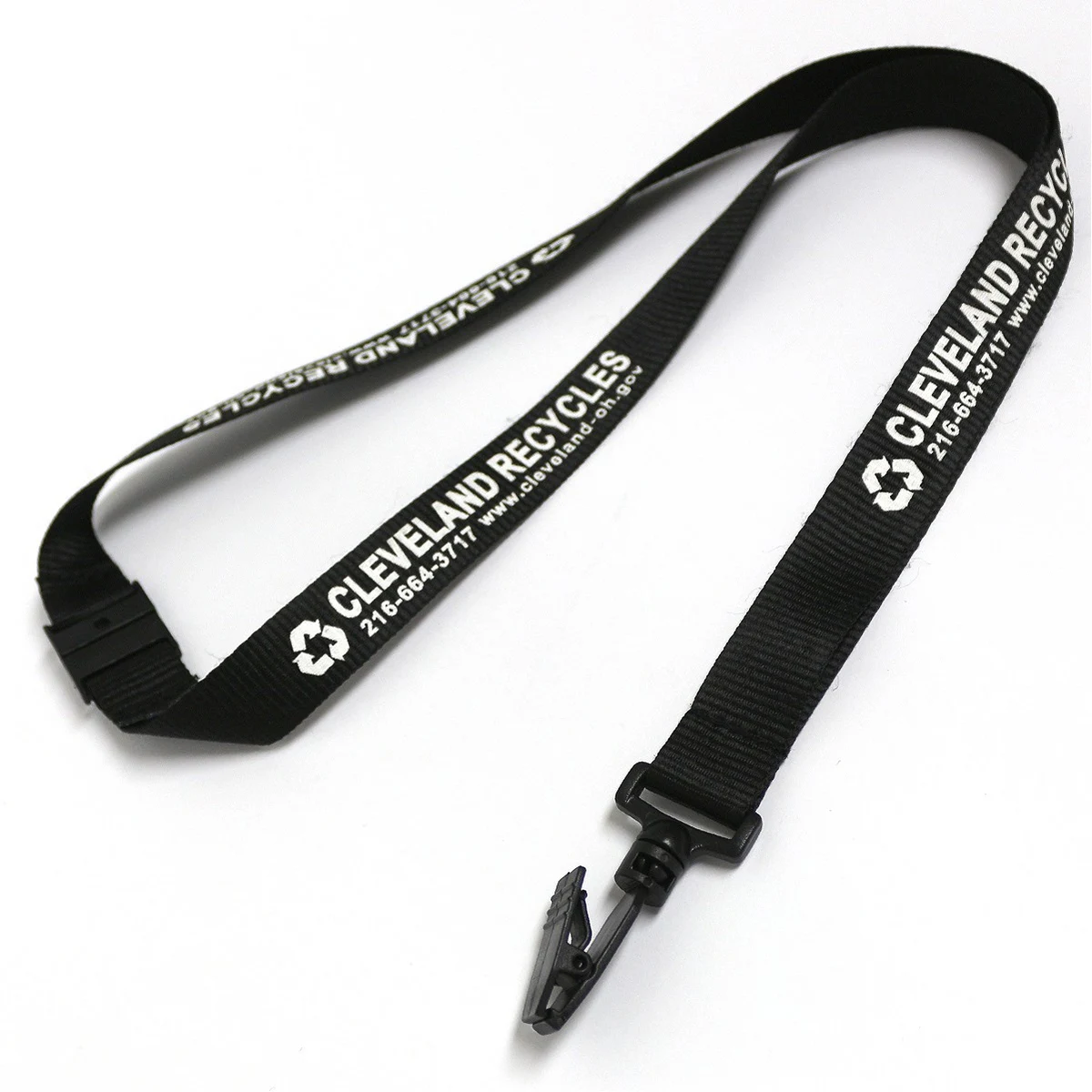 3/4" x 36" Screen Printed Lanyard With Plastic Bulldog Safety Neck Breakaway - Black 1
