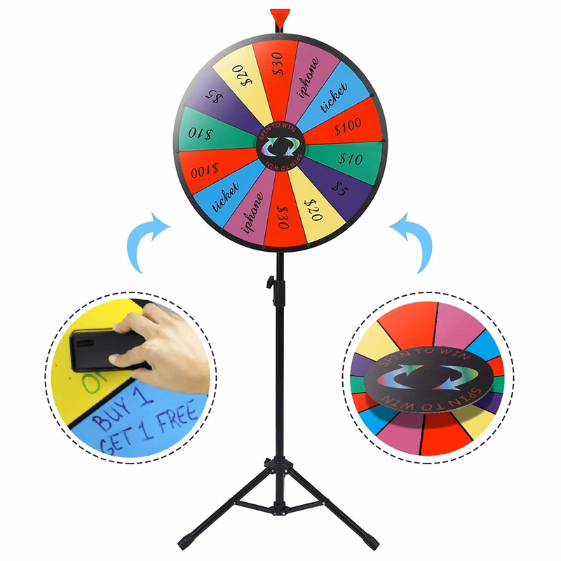 24" Color Prize Wheel , Folding Tripod Floor Stand