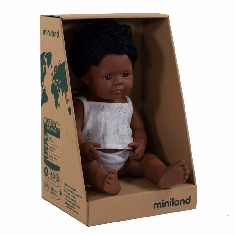 15" Baby Boy Dolls - Curly Hair Brown Eyes