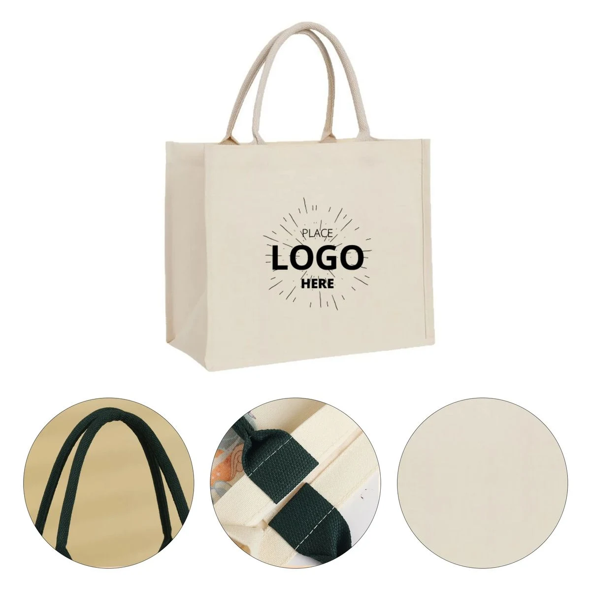 Natural Reusable Canvas Tote Bag, custom tote bag with logo imprint 1