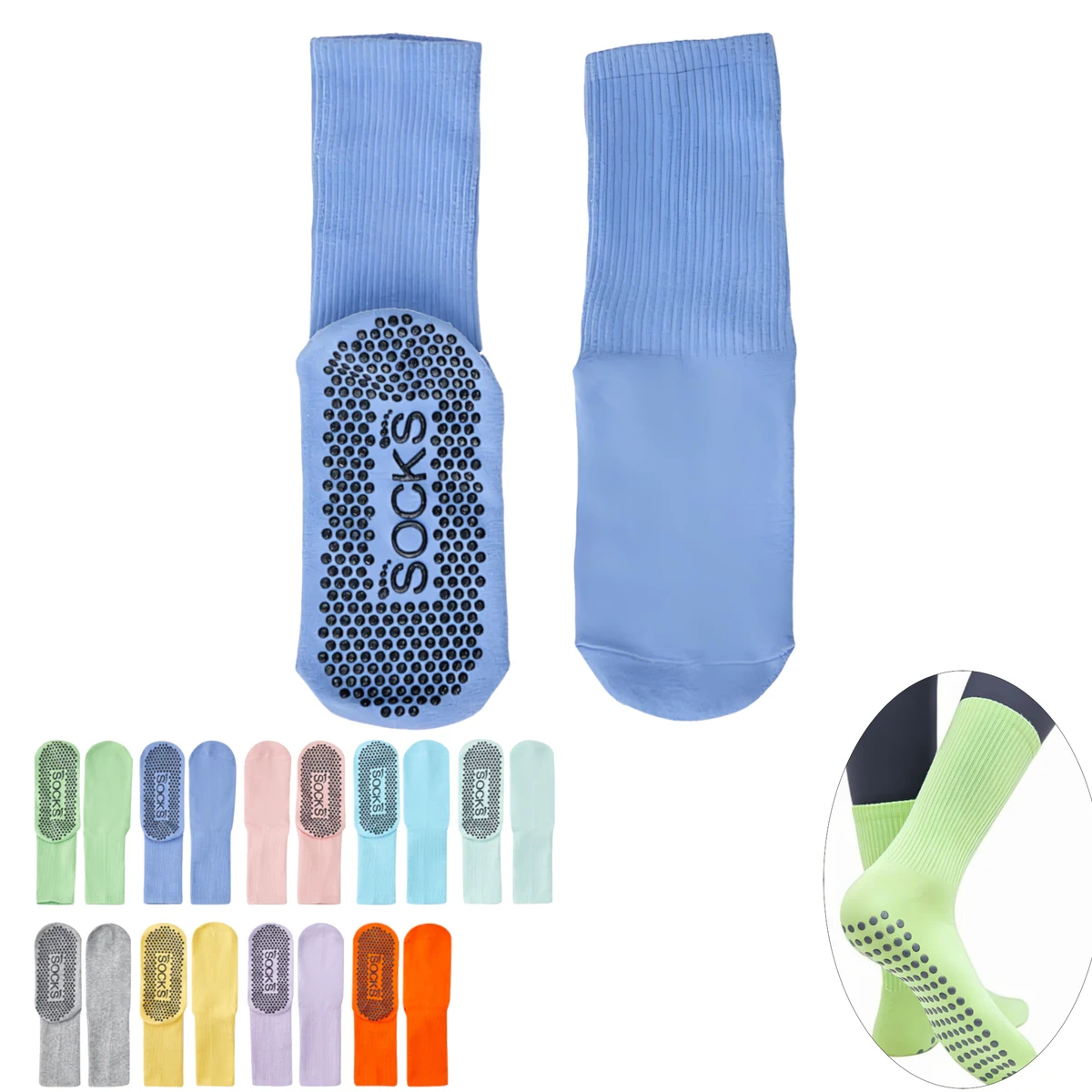 Long Anti Slip Hospital Socks With Grips 1