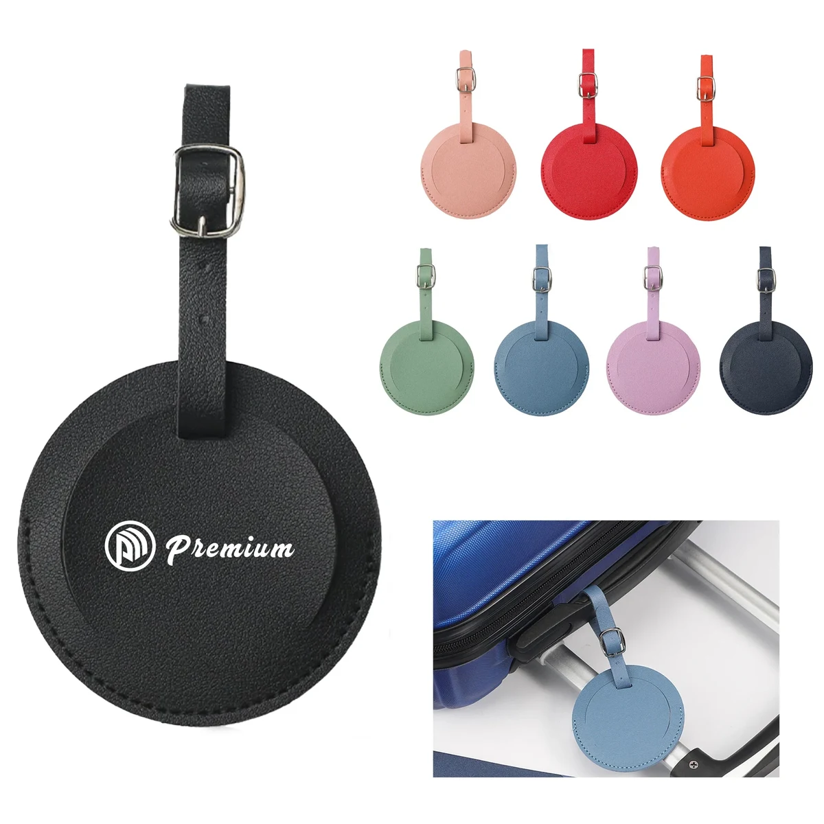 PU Leather Round Luggage Tag 1