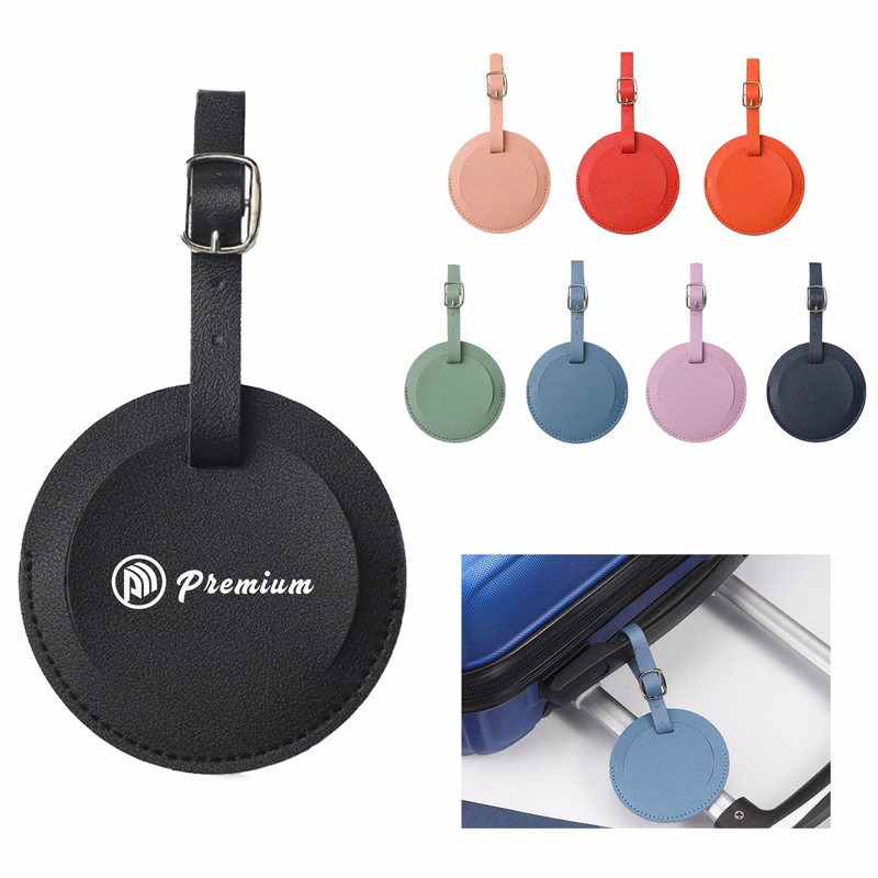 PU Leather Round Luggage Tag