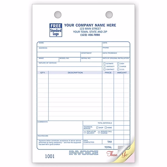 Service Order Register Forms, Large Classic