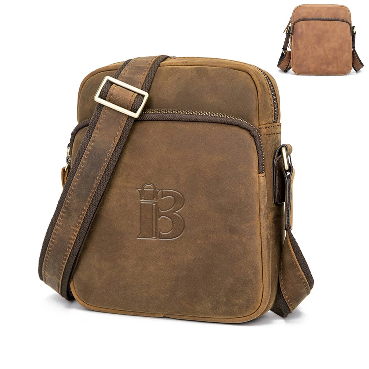 Crazy Horse Leather Men's Crossbody Bag 1