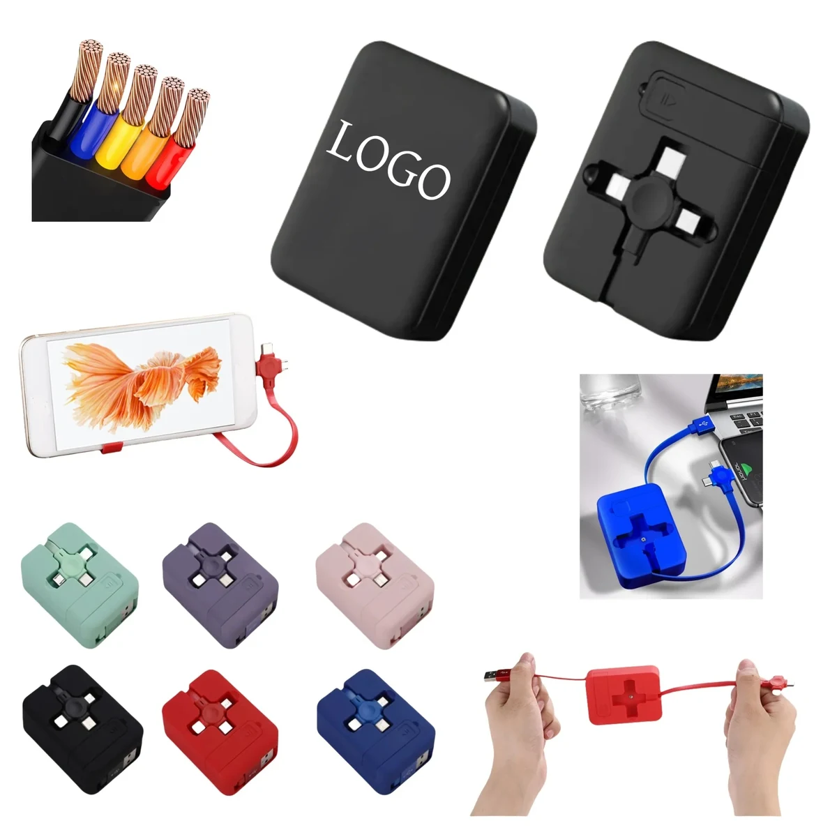 3 in 1 Charging Cable Retractable Roll 1