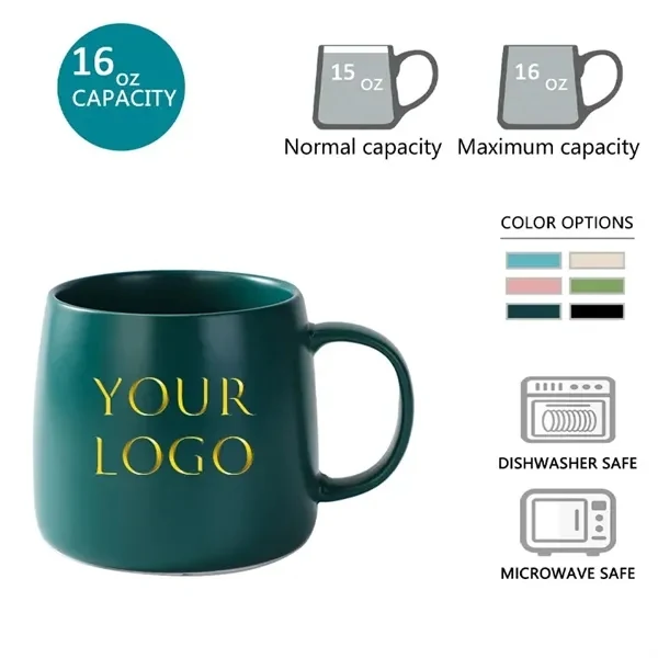 Custom Matte Ceramic 15 oz Coffee Mug with Handle — Corporate Branding Drinkware 1