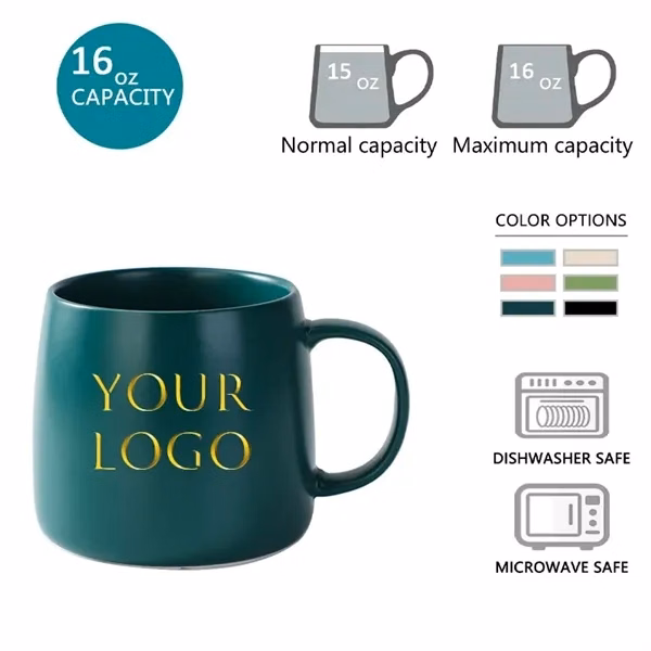 Custom Matte Ceramic 15 oz Coffee Mug with Handle — Corporate Branding Drinkware
