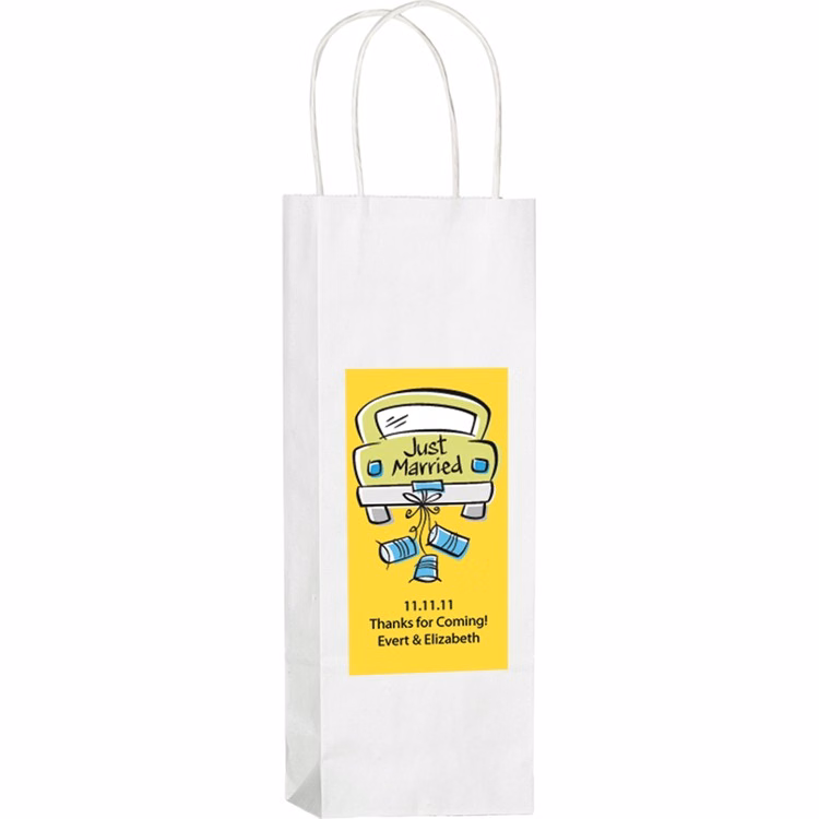 White Kraft Paper Shopper with Twisted Paper Handles - Wine/Take-Out Bag